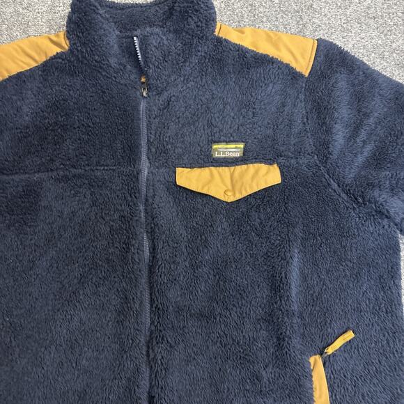 LL Bean Deep Pile Sherpa Fleece Full Zip Jacket Mens 2XL Navy Blue - Picture 2 of 7